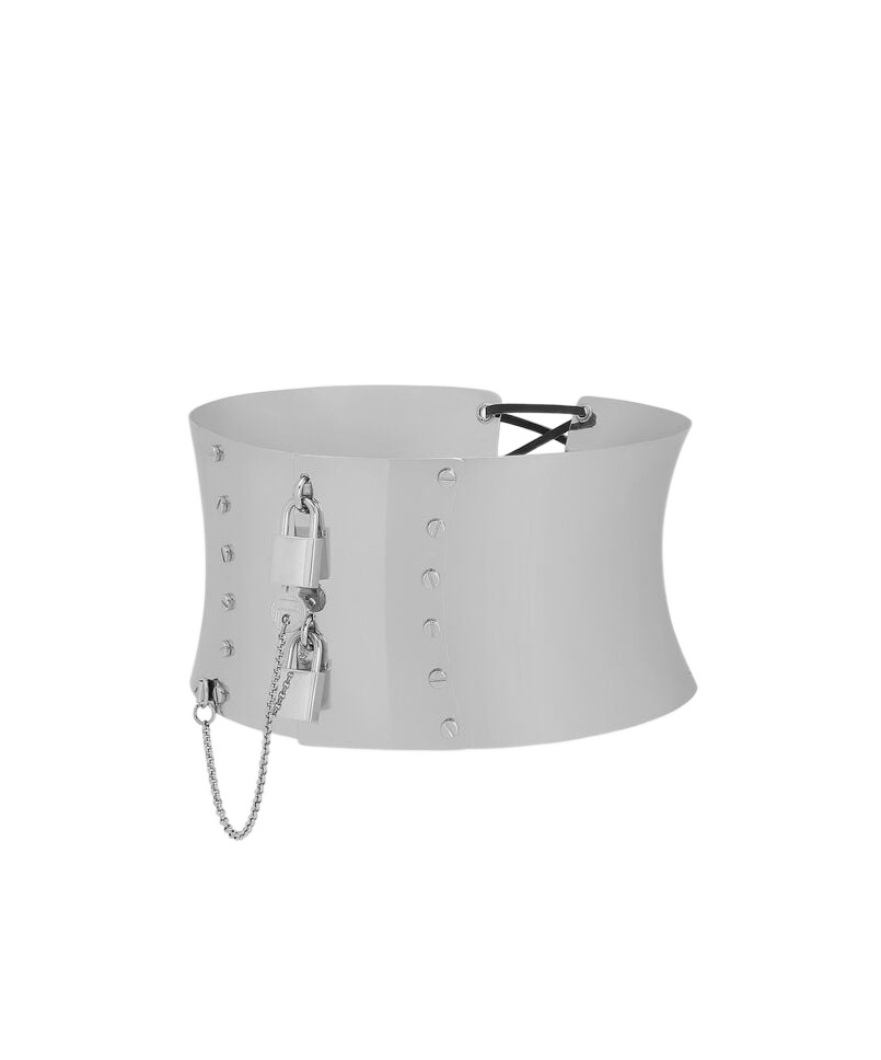 DOLCE & GABBANA PADLOCK-DETAIL METALLIC BELT