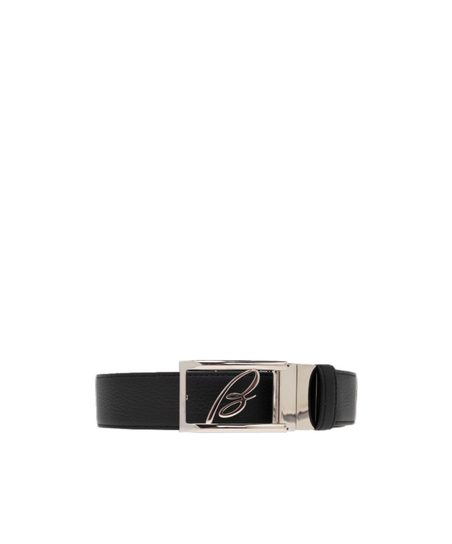 Brioni Signature Buckle Dress Belt In Black