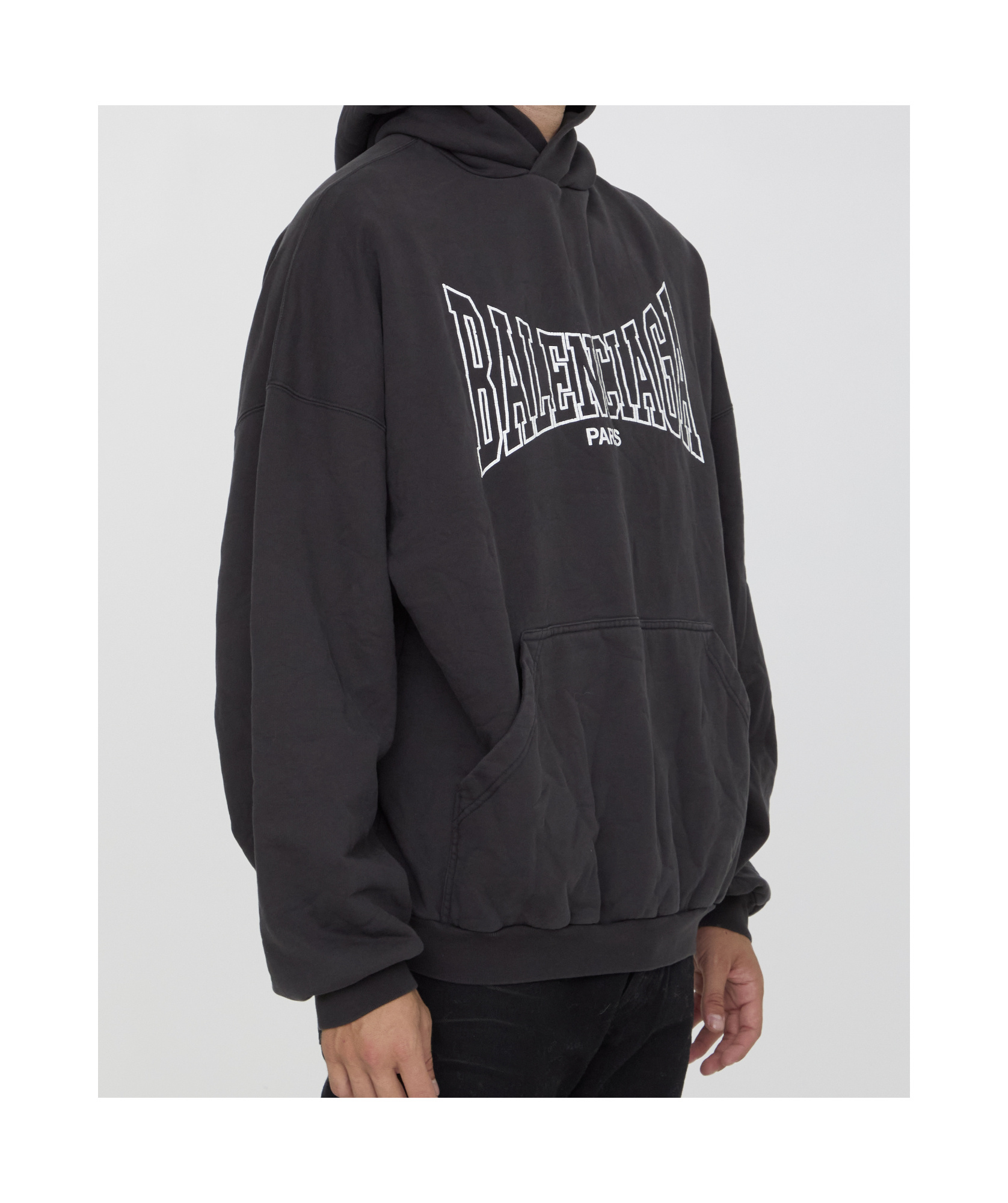 Balenciaga Logo-print Hoodie In Black
