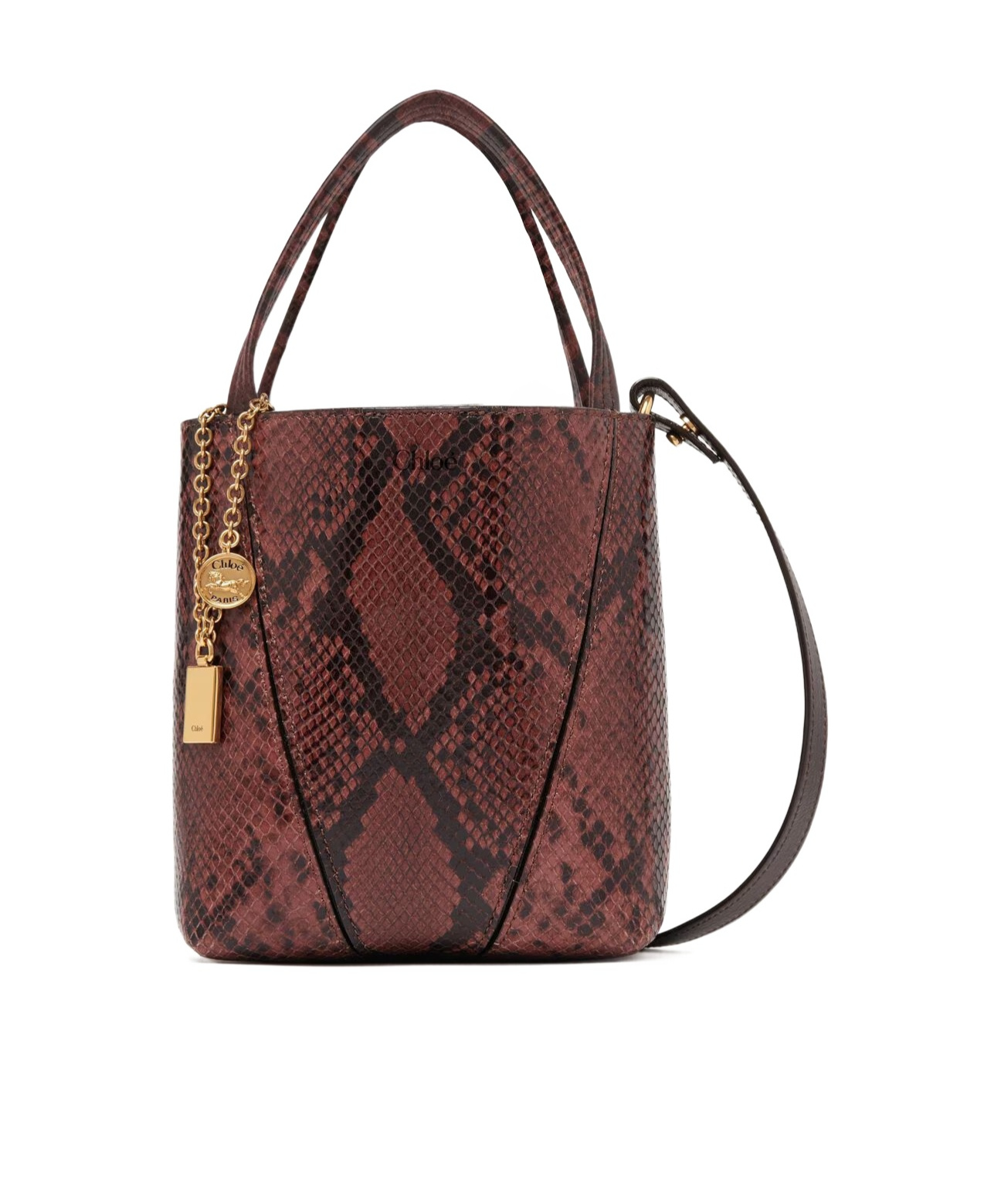 Chloé Small Spin Tote Bag In Mahogany Color