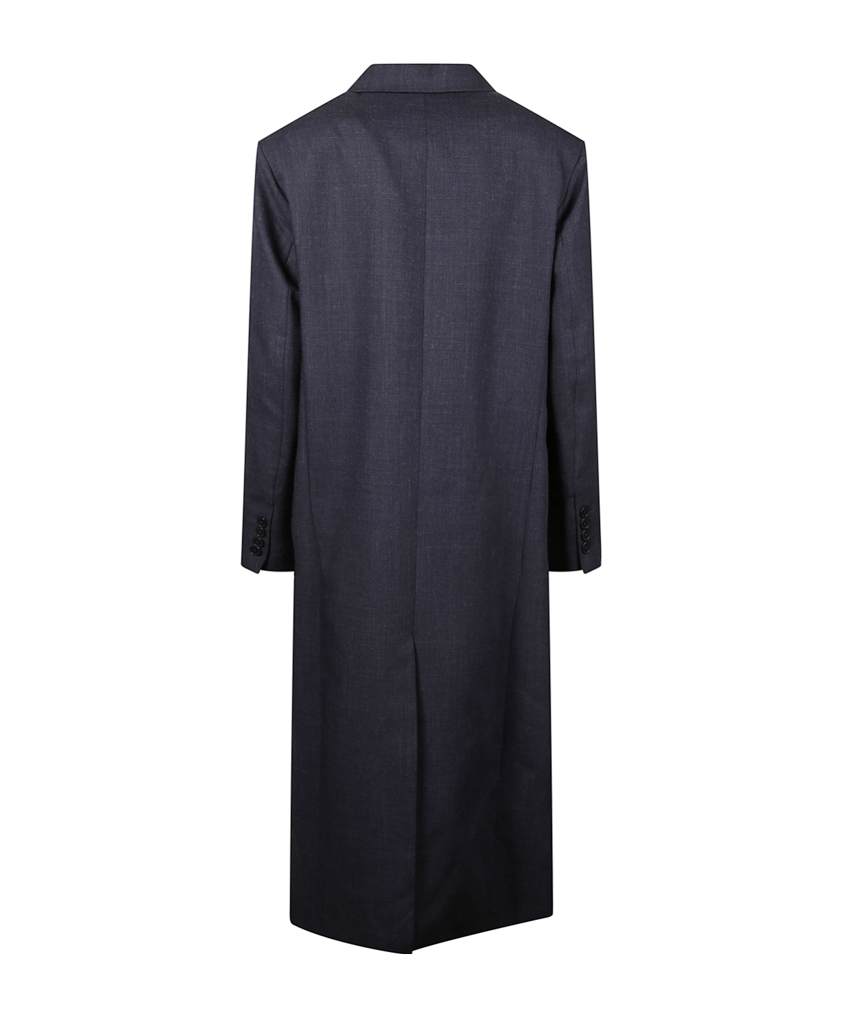 The Frankie Shop Jane Plaid Long Coat In Blue