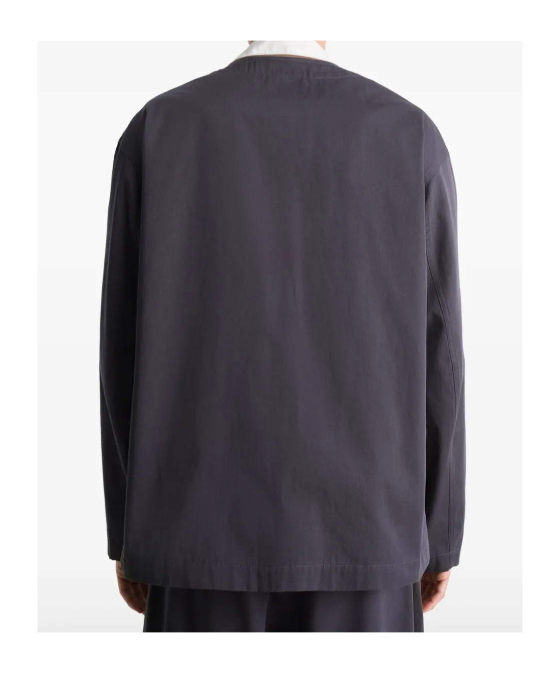Shop Lemaire Collarless Overshirt In Black
