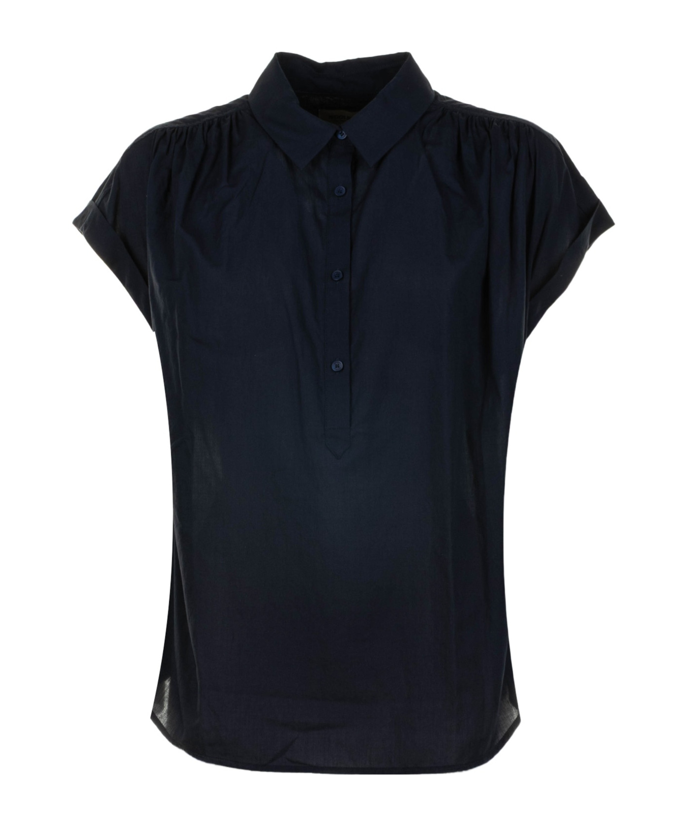 Woolrich Blusa Blu A Maniche Corte In Cotone