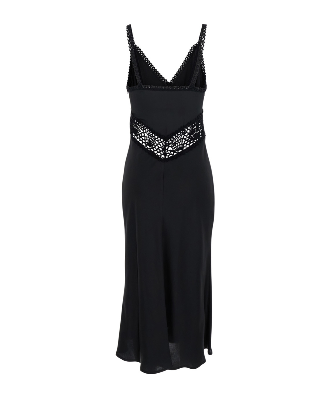 Semicouture Semi Couture Jacinta Satin Dress With Crochet Detailing In Black