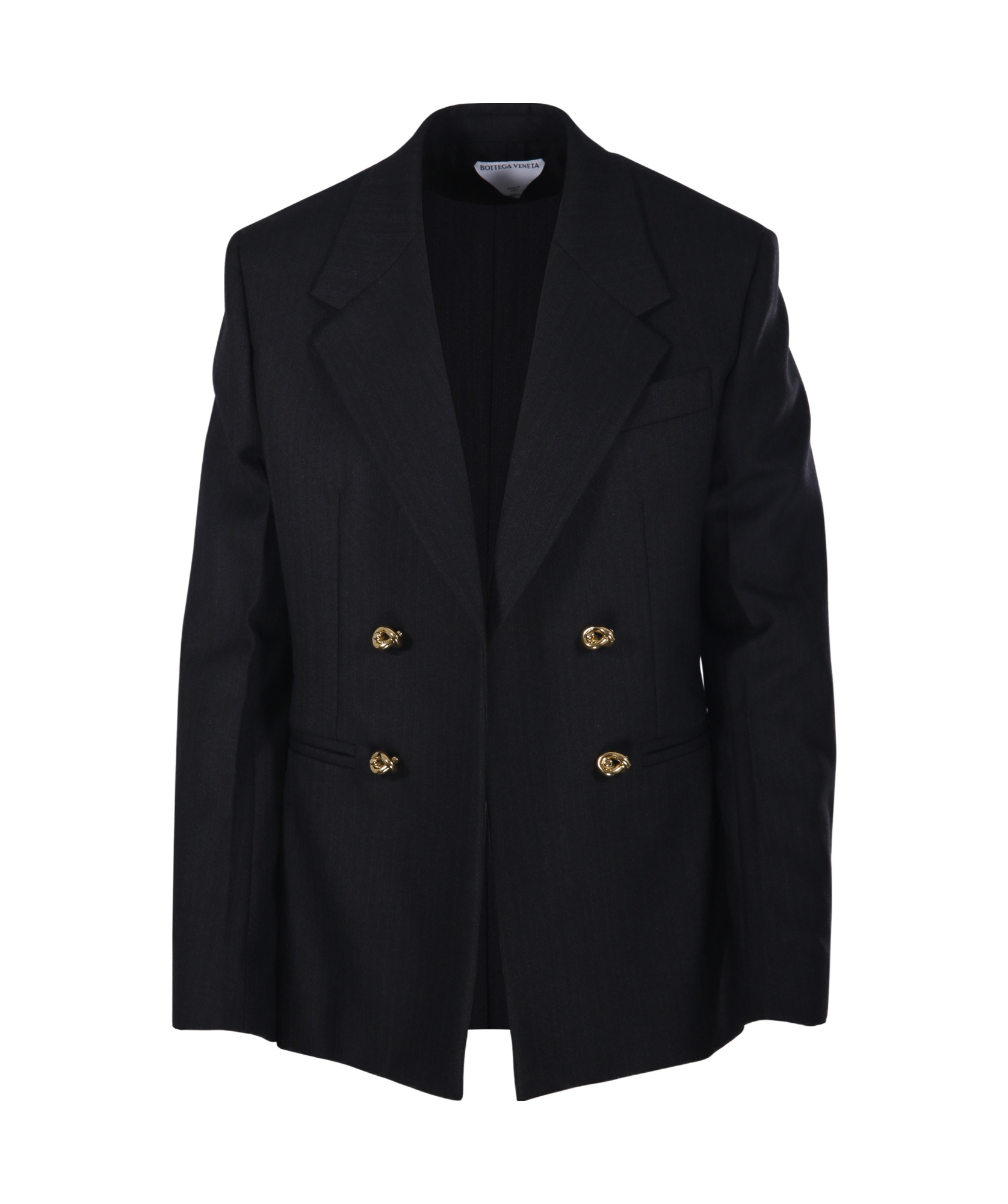 Bottega Veneta Striped Wool Jacket In Black
