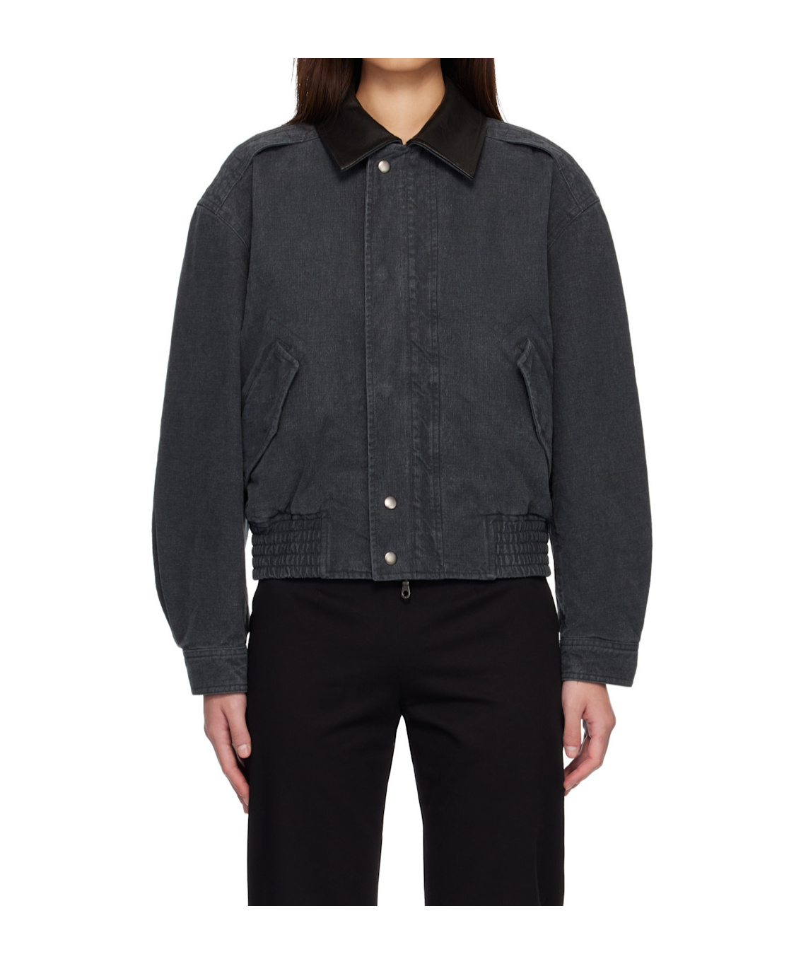 Coor Bomber Jacket In Washed Navy Blue