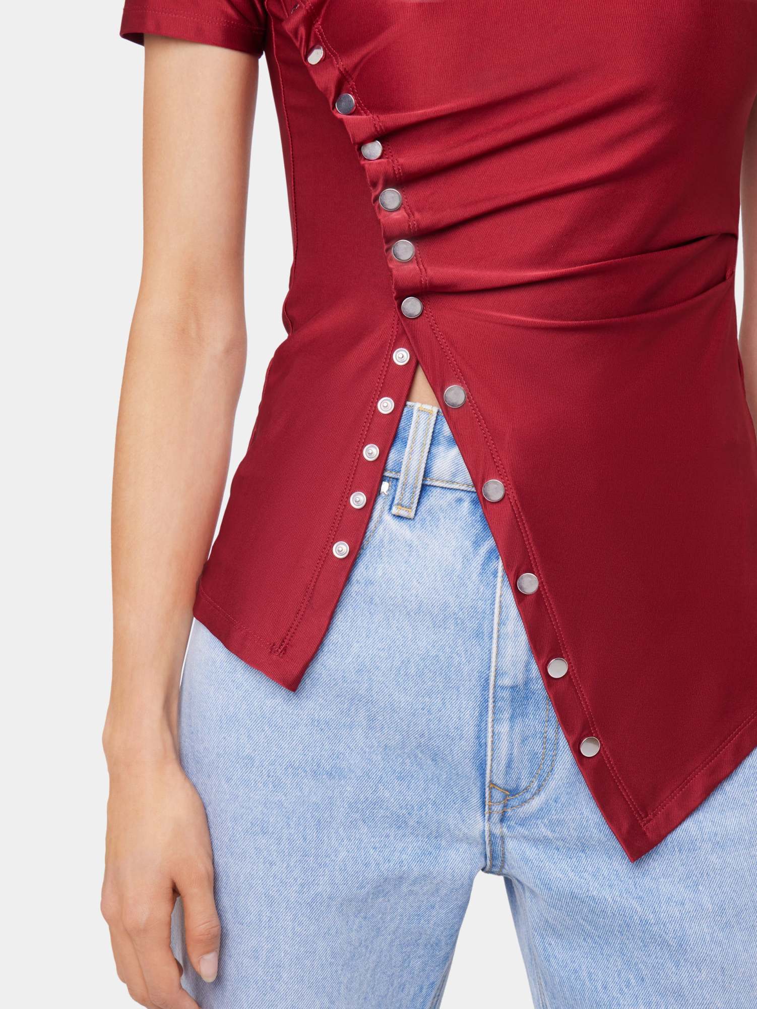 Shop Rabanne Draped T-shirt In Red