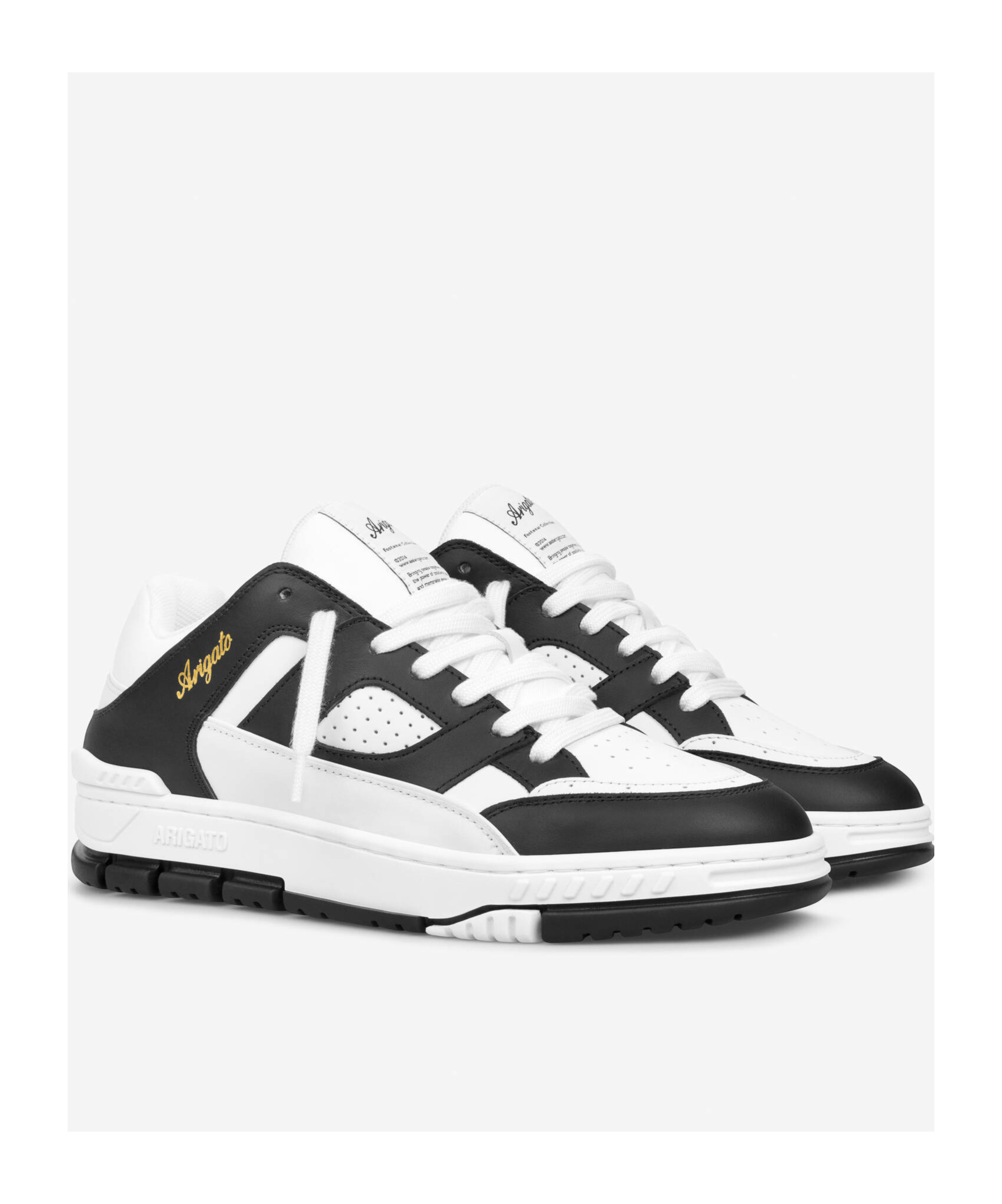 Axel Arigato 'area Lo' Black And White Low Top Sneakers With Laminated Leather In Leather Blend Woman In White