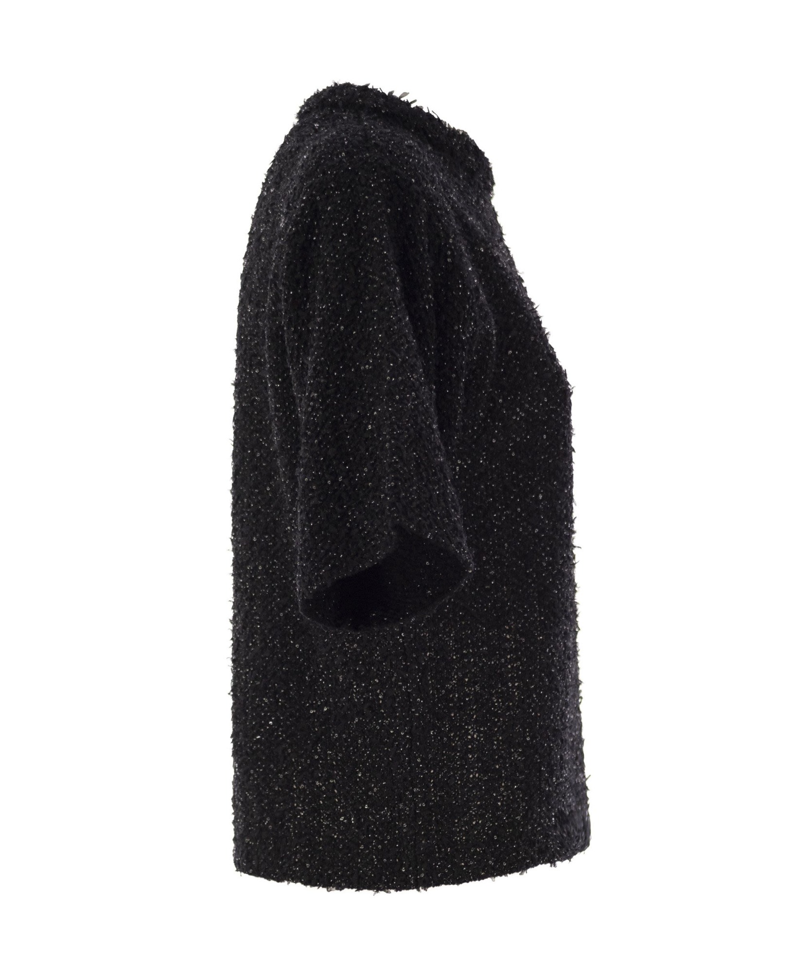 Shop Fabiana Filippi Tweed T-shirt In Black