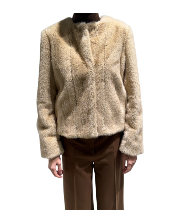 Max Mara Round Neck Long-sleeved Cotton Coat In Neutral