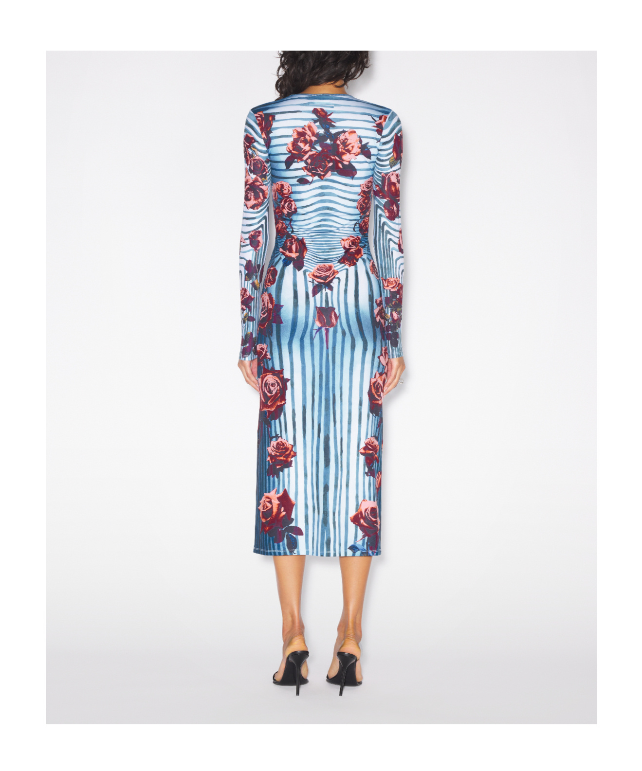 Shop Jean Paul Gaultier Flower Body Morphing Midi Dress In Blue