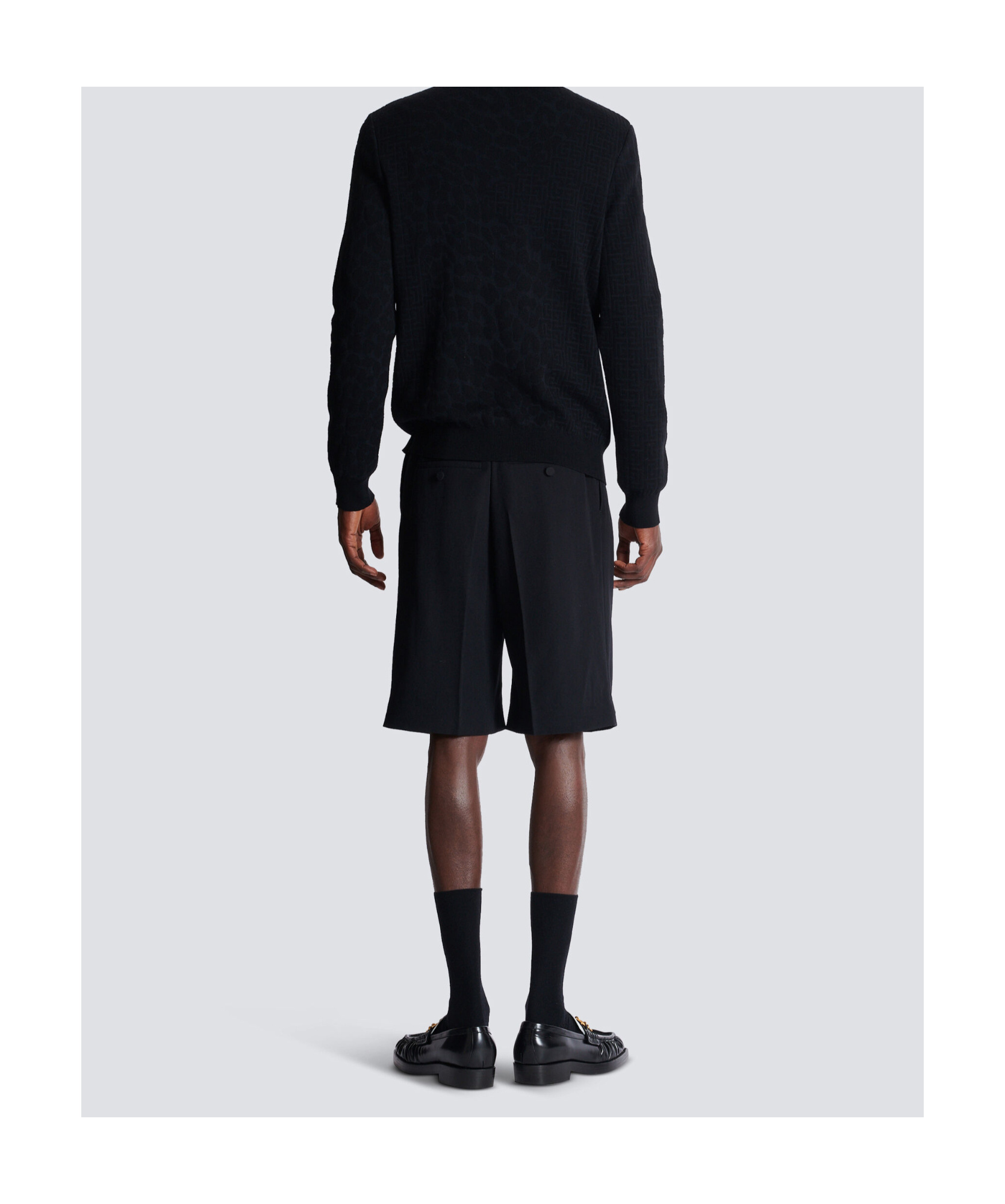 Balmain Monogram Knit And Leopard Pattern Jumper In Black