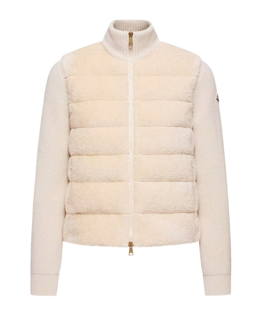 Moncler Padded Teddy  Wool Zip-up Cardigan In Neutral