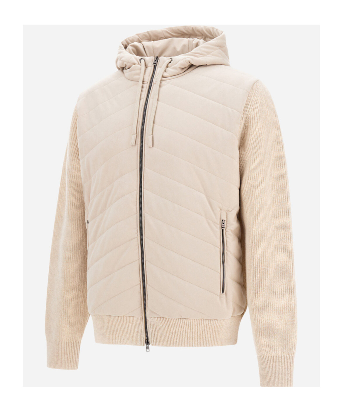 Herno Zipper Long Sleeve Down Jacket In Neutral