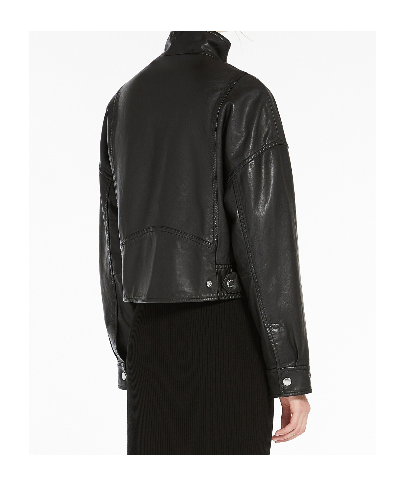 Weekend Max Mara Angel Leather Jacket In Black
