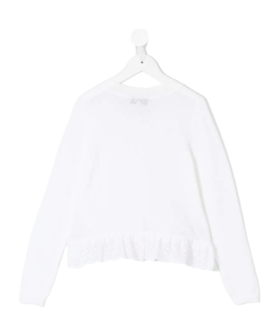 Simonetta Ruffled Buttoned Cardigan In White