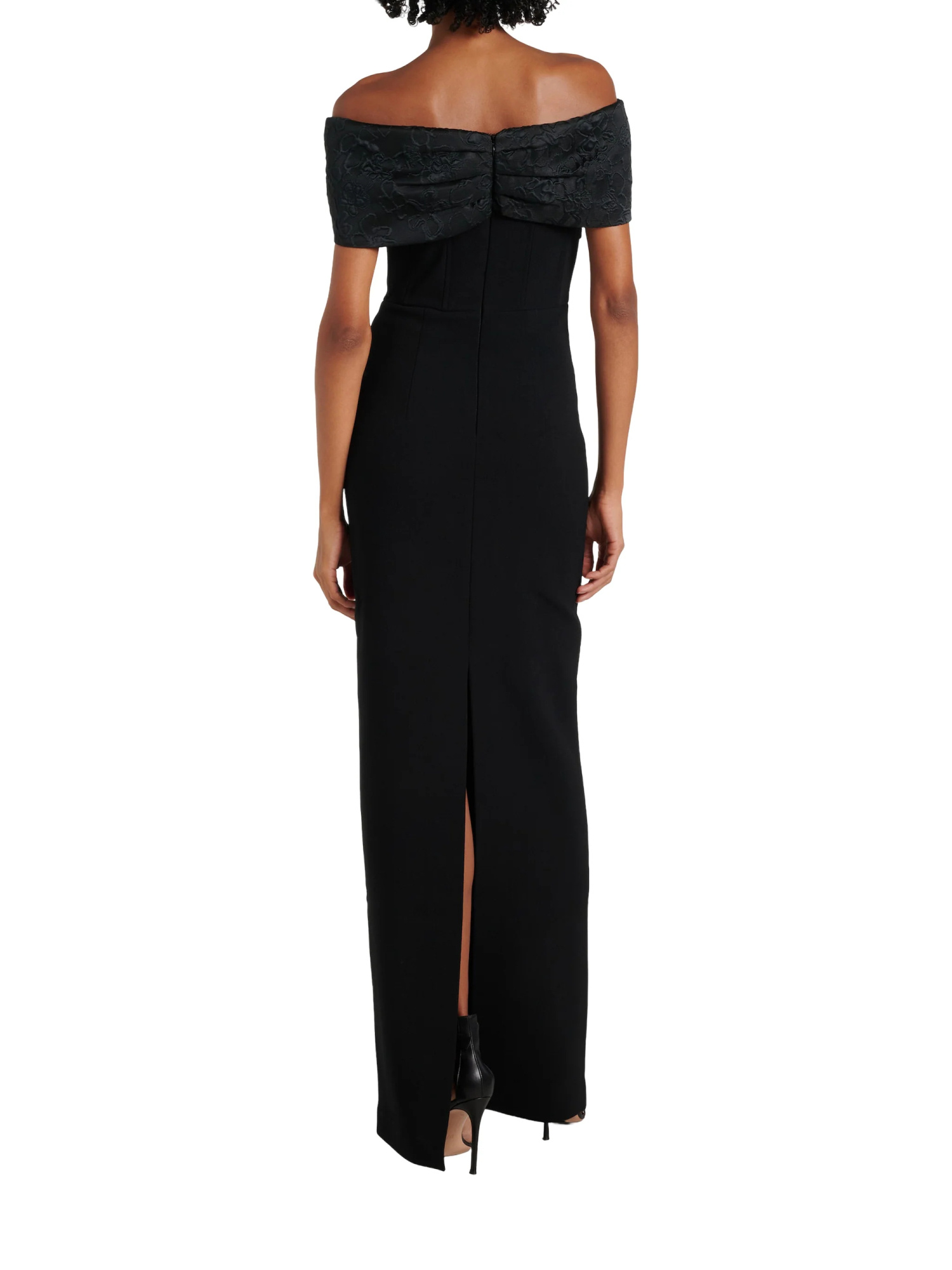 Rebecca Vallance Athena Caped Crêpe Gown In Black