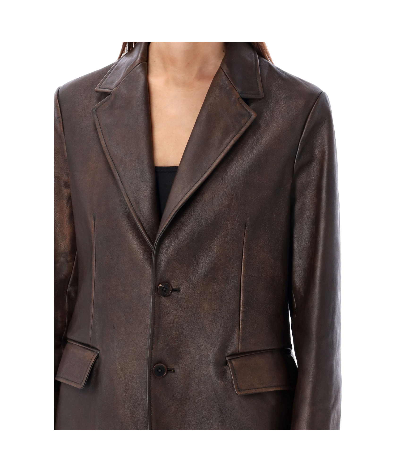 Polo Ralph Lauren Single-breasted Leather Jacket In Black