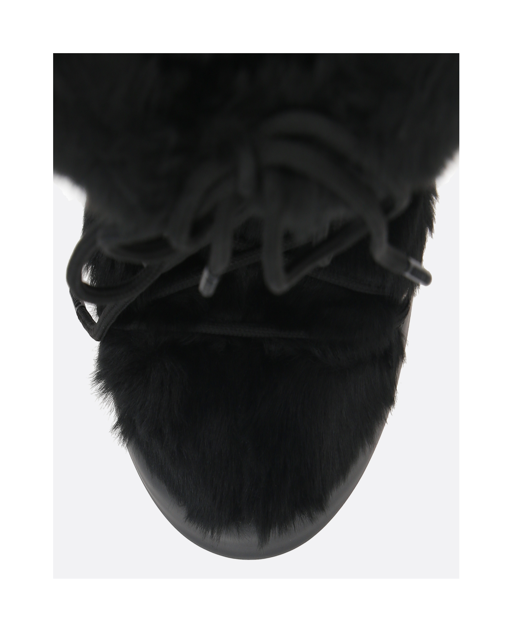 Moon Boot Black Eco Fur And Synthetic Leather Icon Boots In Black
