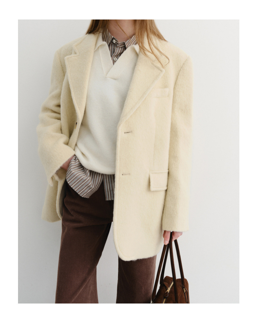 Dunst Unisex Alpaca Blazer Coat Butter Beige In Neutral