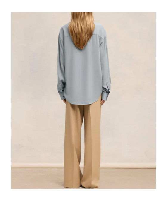 Ami Alexandre Mattiussi Buckle Long-sleeved Shirt In Gray
