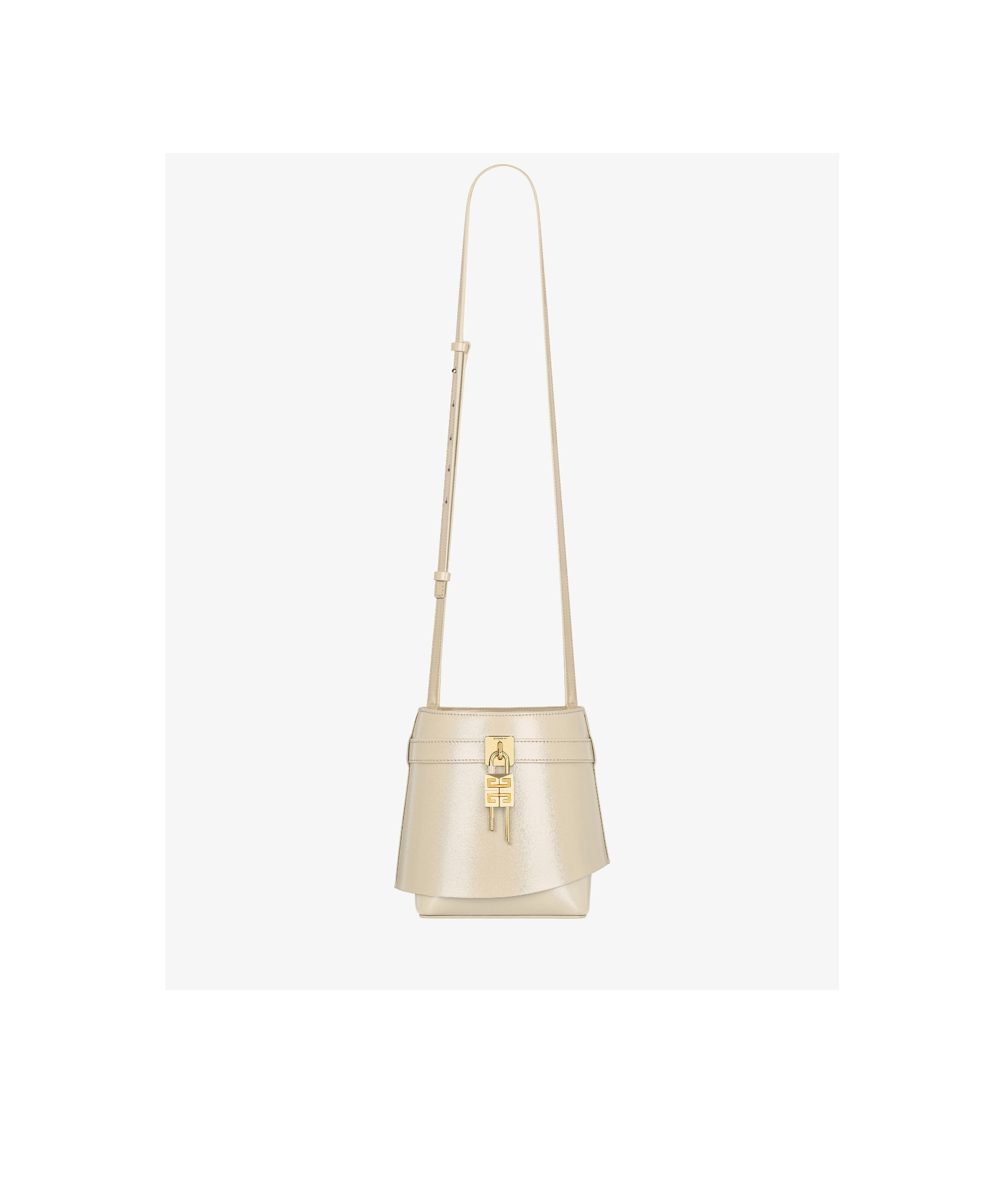 Givenchy Medium Shark Lock Leather Bucket Bag In Nude