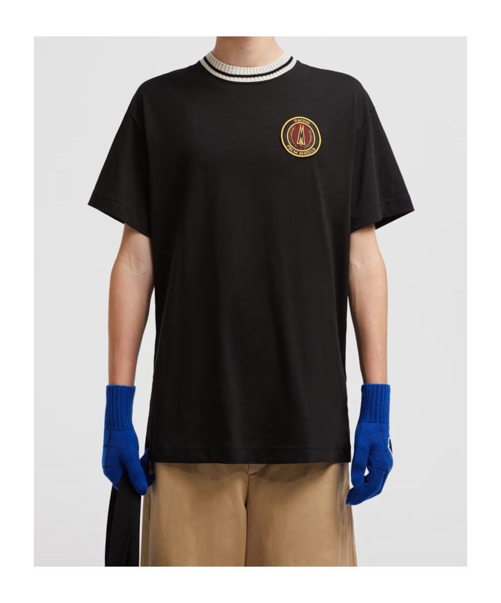 Moncler X Palm Angels Cotton Short-sleeved T-shirt In Black