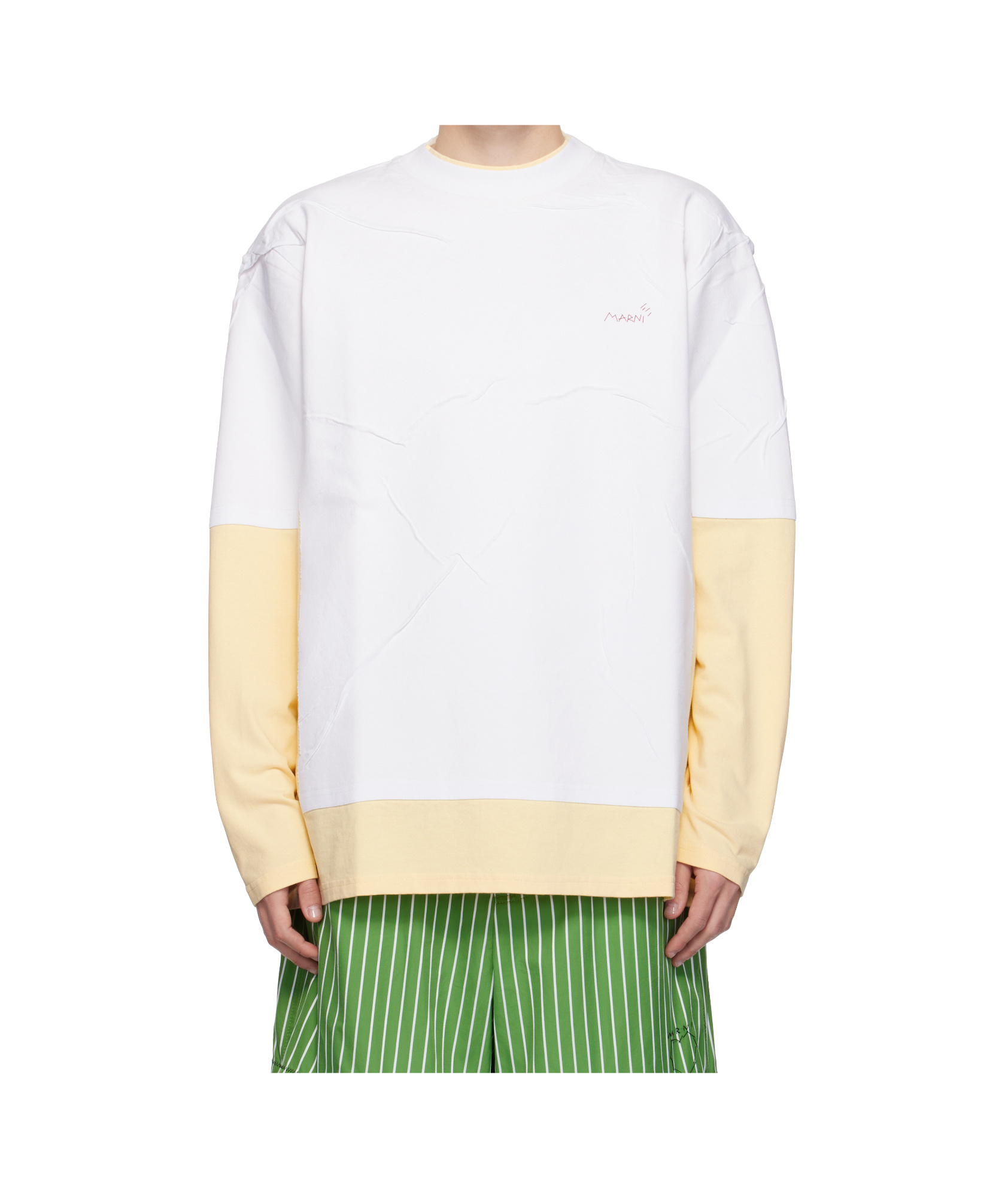 Marni Beige & White Double Layered T-shirt In White