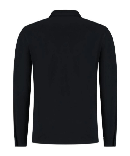 Stone Island Navy 2200011 Long Sleeve Cotton Jersey Polo In Black