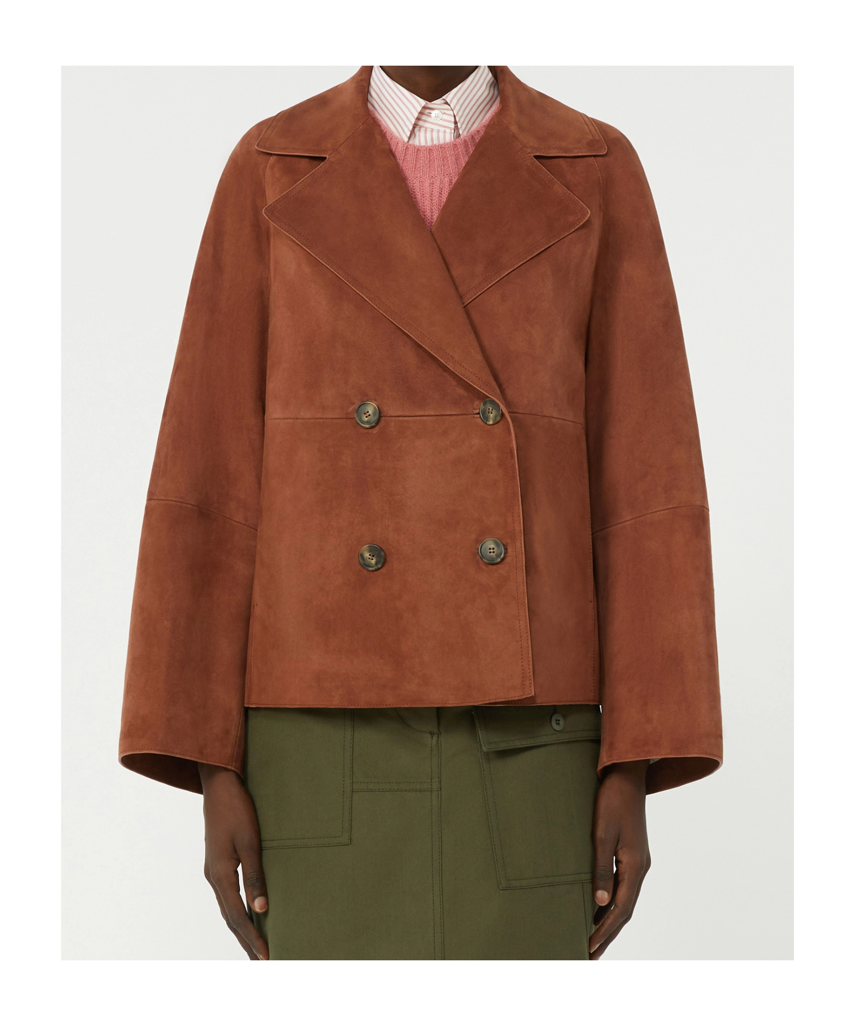 Max Mara Double-breasted Suede Jacket In Multi