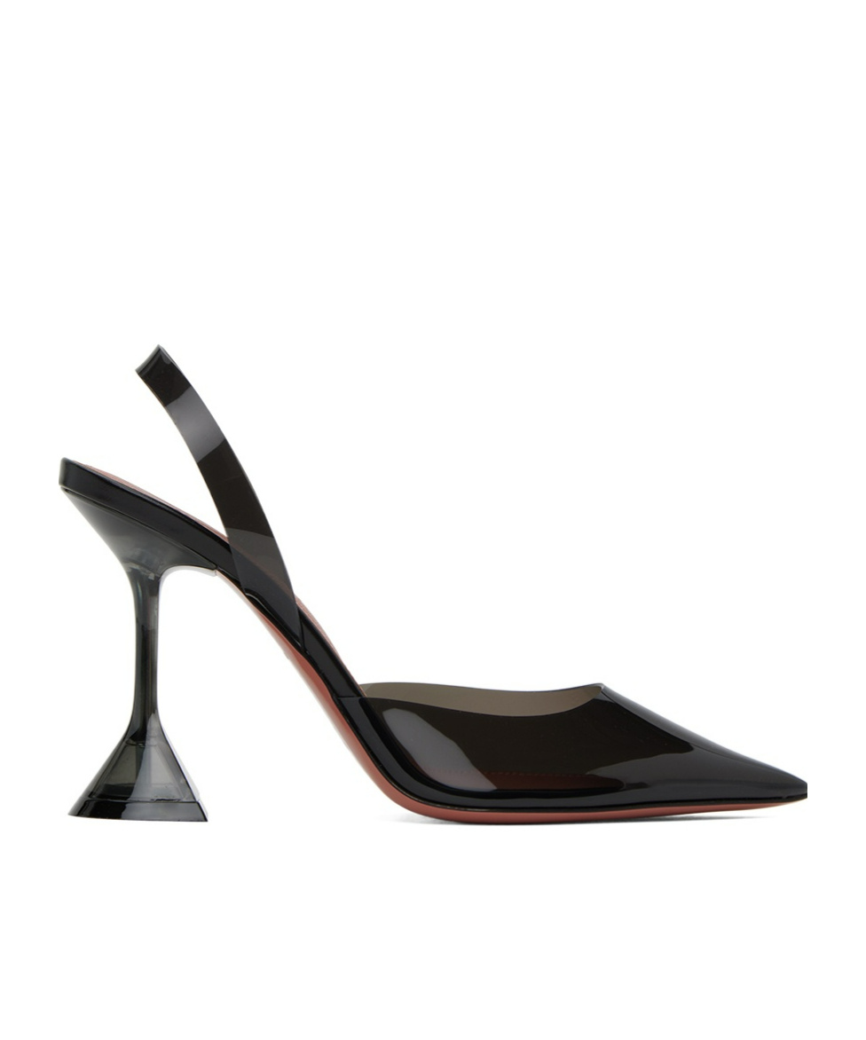 Amina Muaddi Holli Pointed-toe Leather Slingback Heels In Black
