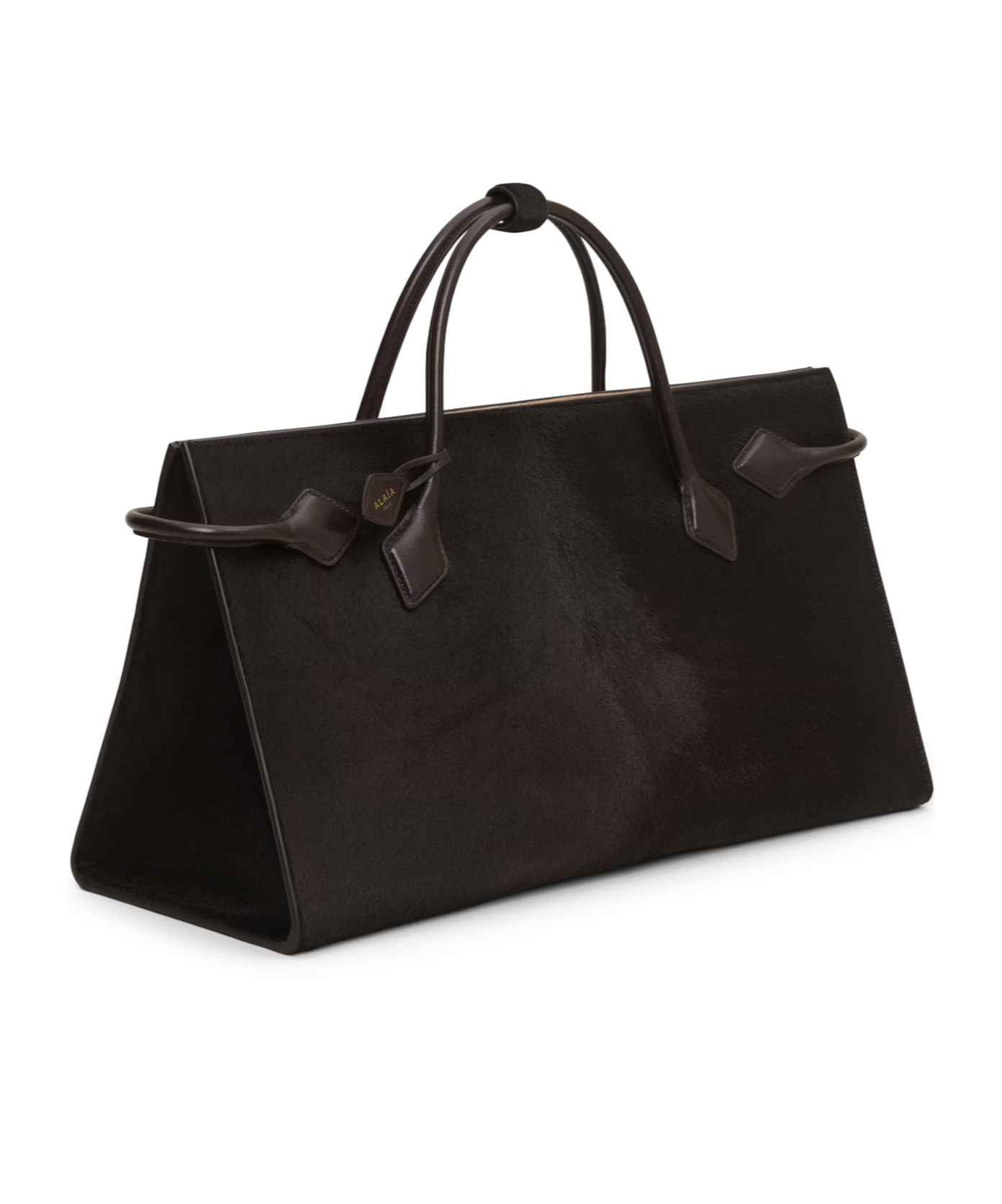 Alaïa Le Teckel Hair Calf Leather Tote Bag In Brown