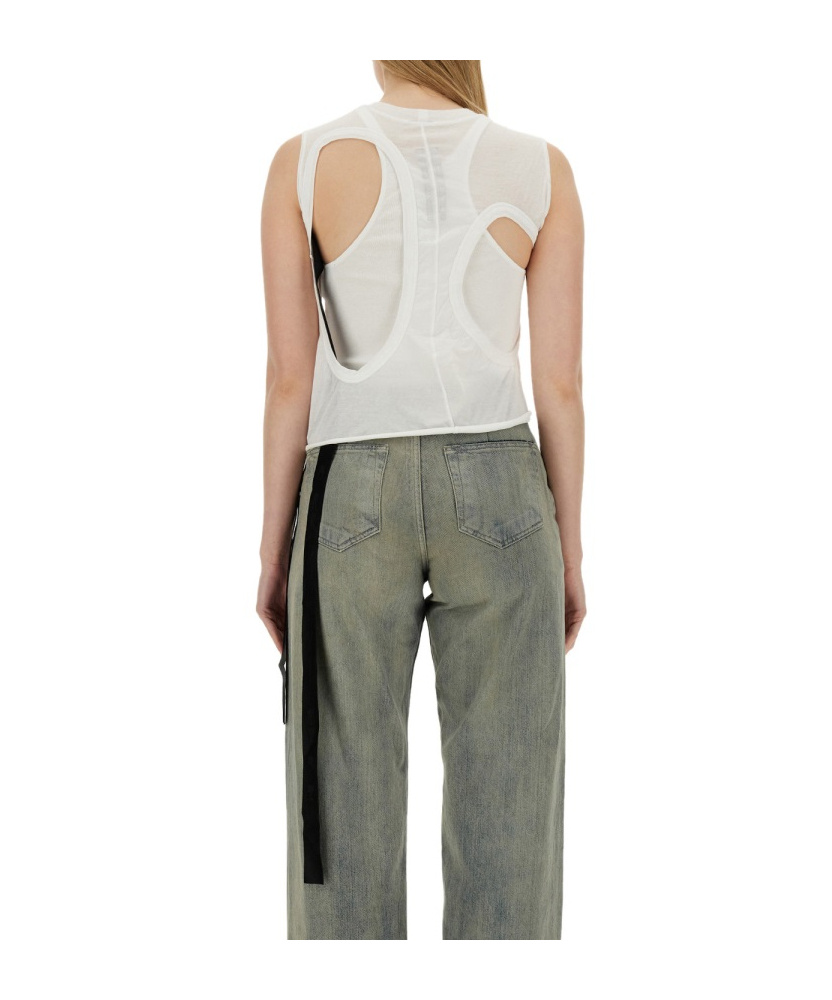 Rick Owens Drkshdw Sheer Sleeveless Top Cut-outs In Gray