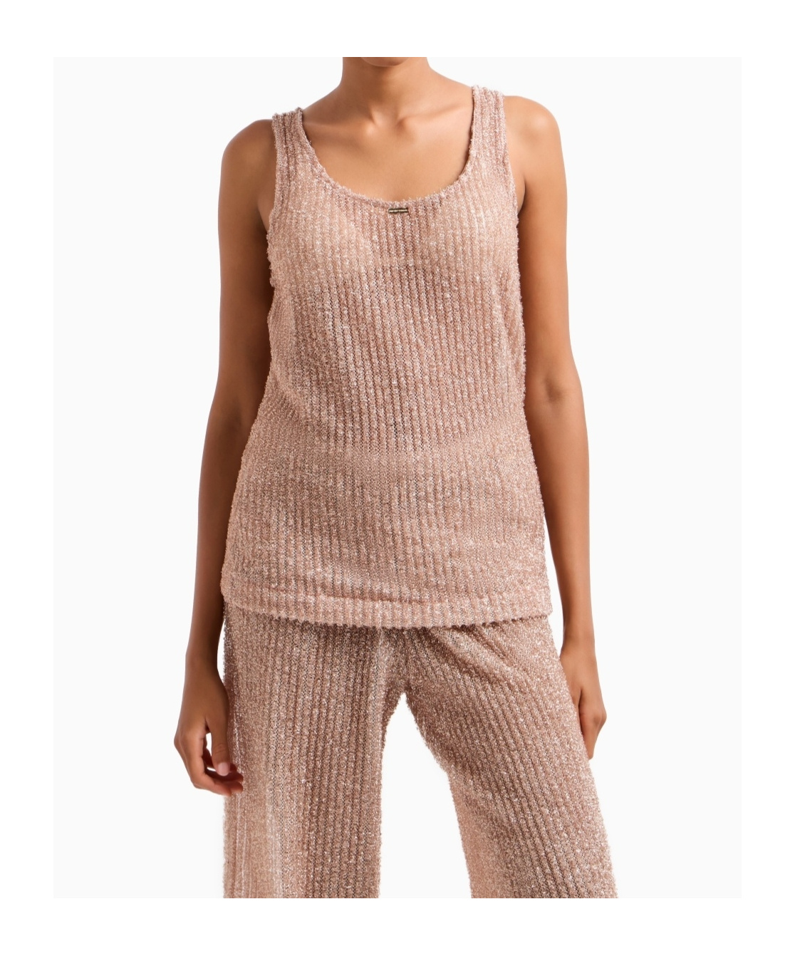 Shop Emporio Armani Ribbed Tank Top In Nude