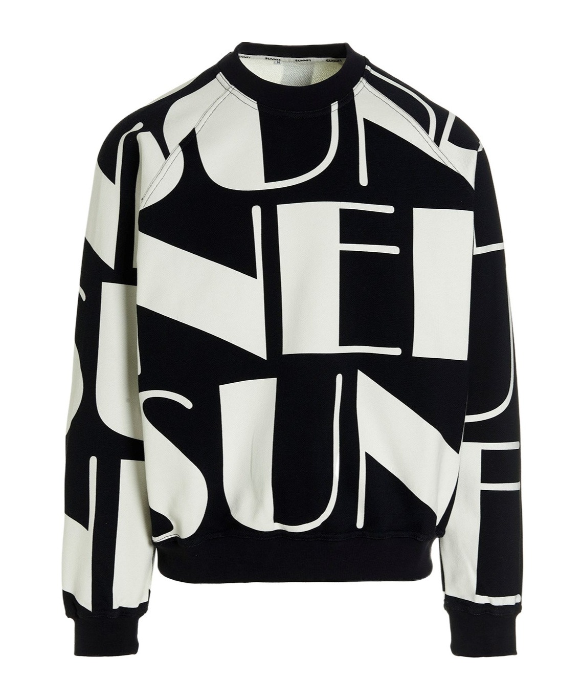 Sunnei All-over Logo Printed Crewneck Sweatshirt In Black