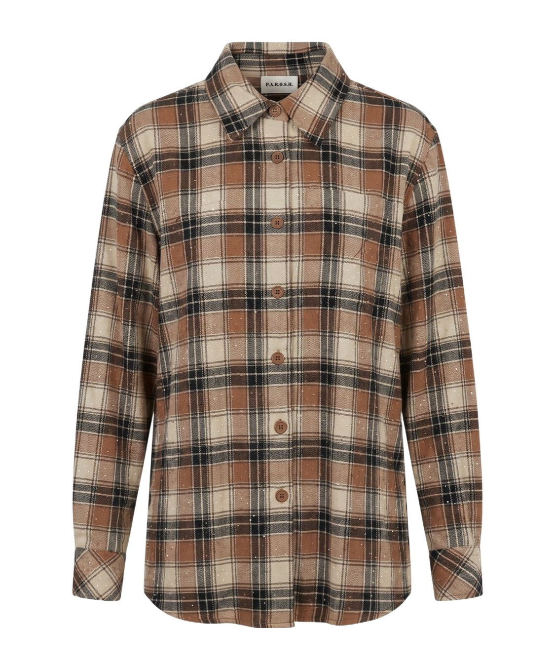 P.a.r.o.s.h . Checked Curved Hem Shirt In Brown