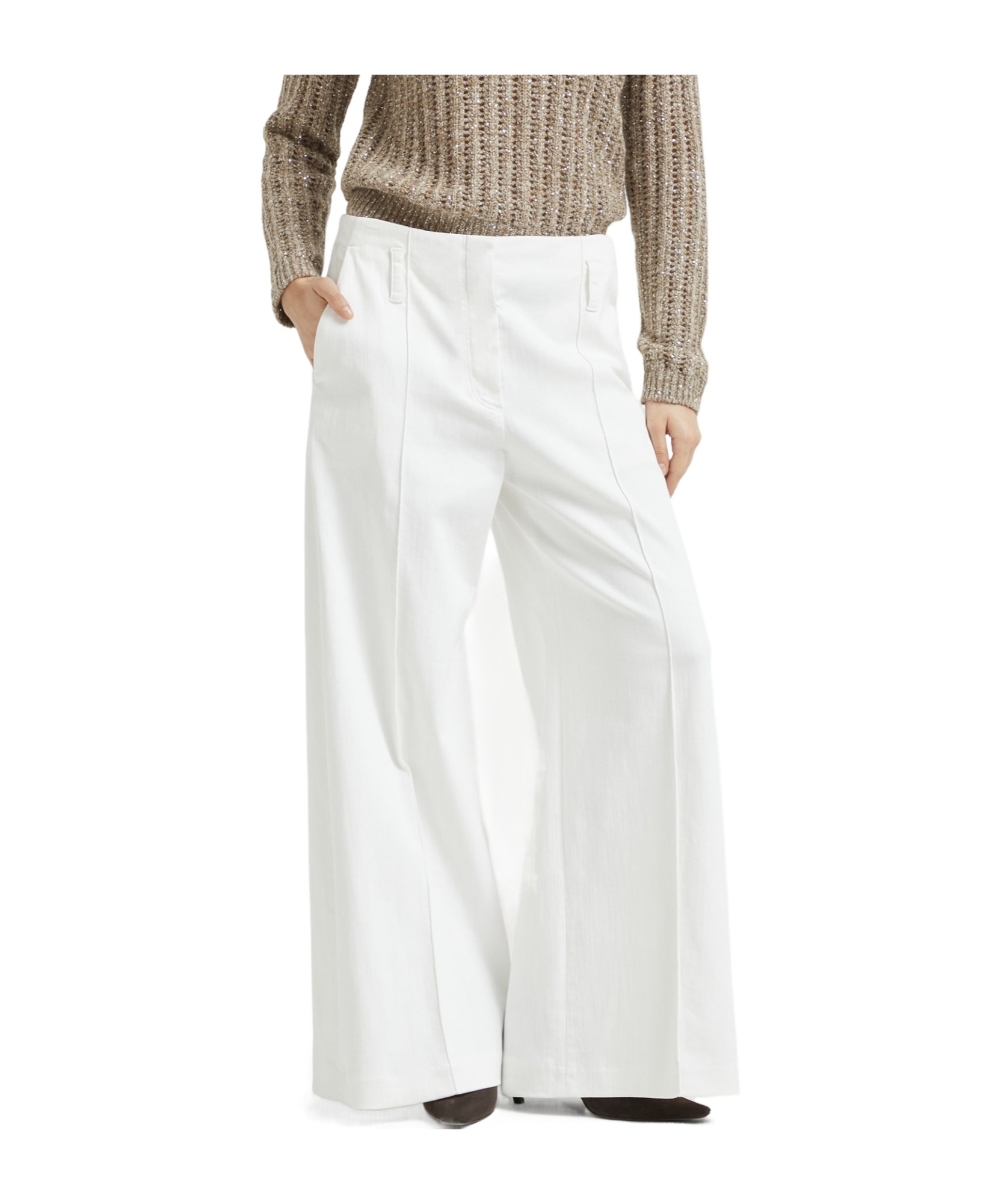 Brunello Cucinelli Belt Loop Casual Pants In White