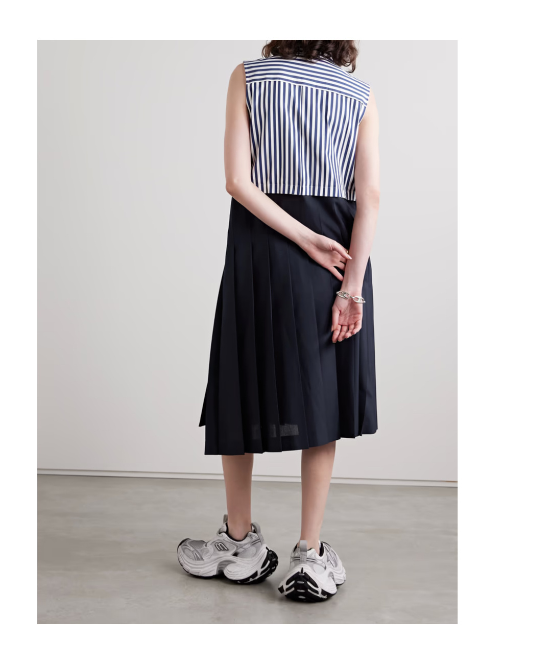 SACAI STRIPED ASYMMETRICAL DRESS