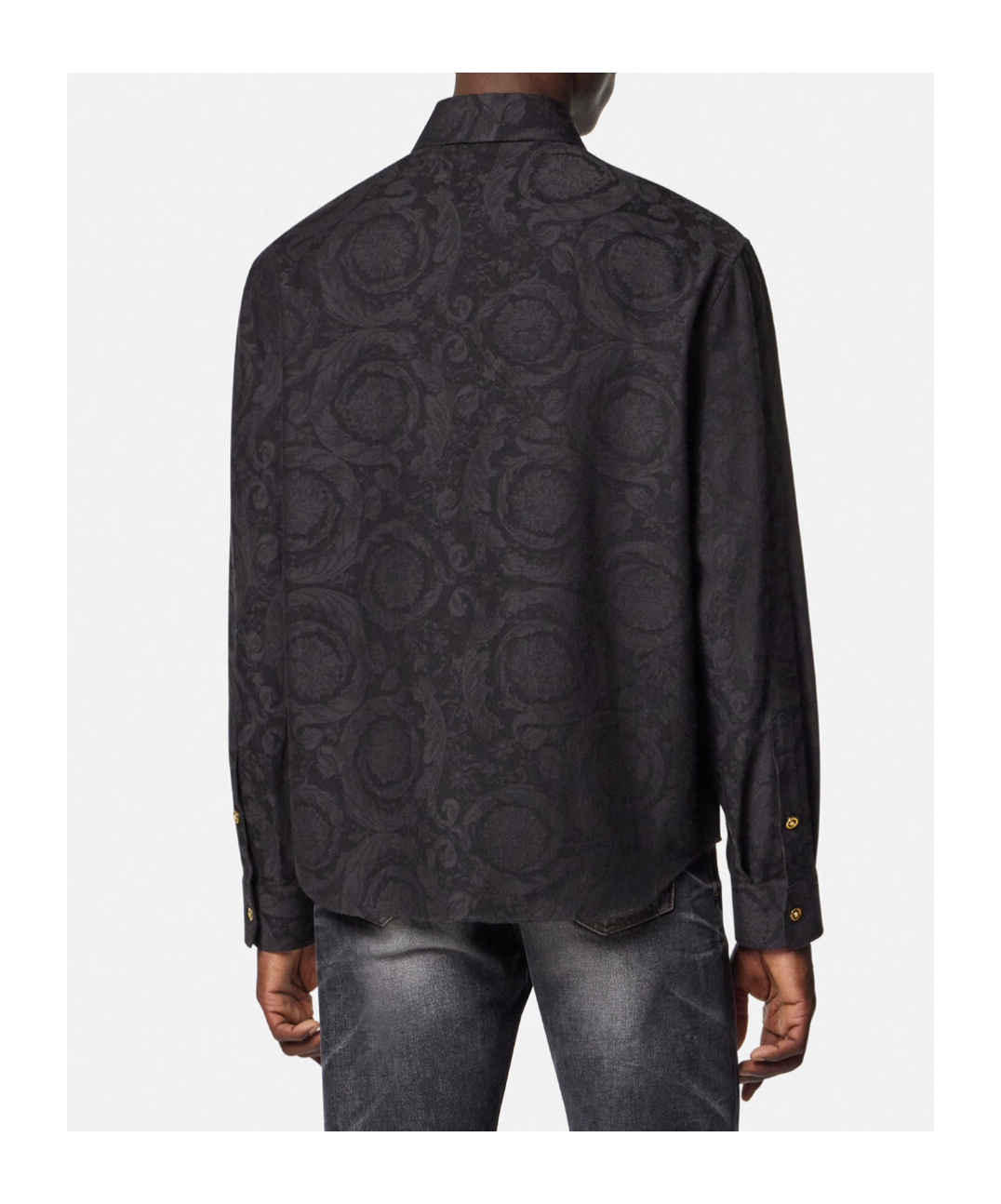 Versace Gray Barocco Jacquard Overshirt
