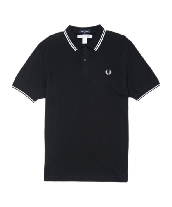 Comme Des Garçons Fred Perry Strong Will Polo Shirt In Black