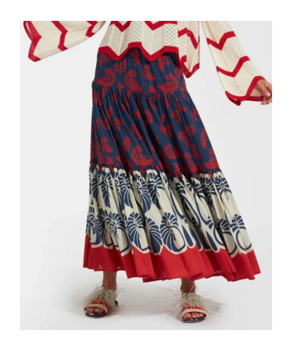 La Doublej Big Floral-print Maxi Skirt In Blue