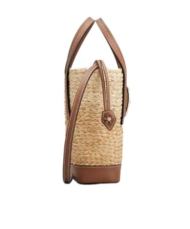 Roger Vivier Mini Shoulder Bag With Raffia Body In Brown