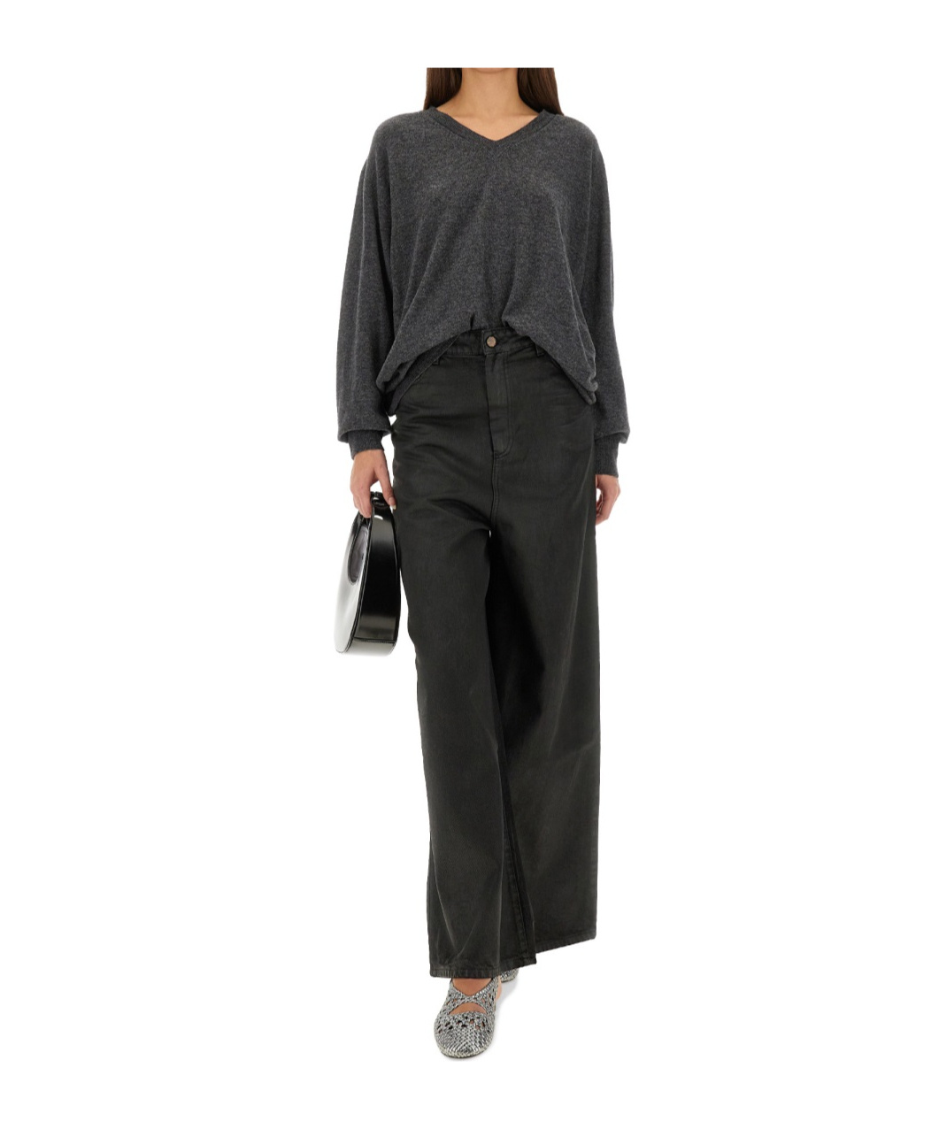 Alysi High-waisted Wide-leg Jeans In Black