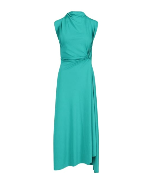 Victoria Beckham Womens Peacock Drape Front Assymmetric Stretch-jersey Maxi Dress In Green