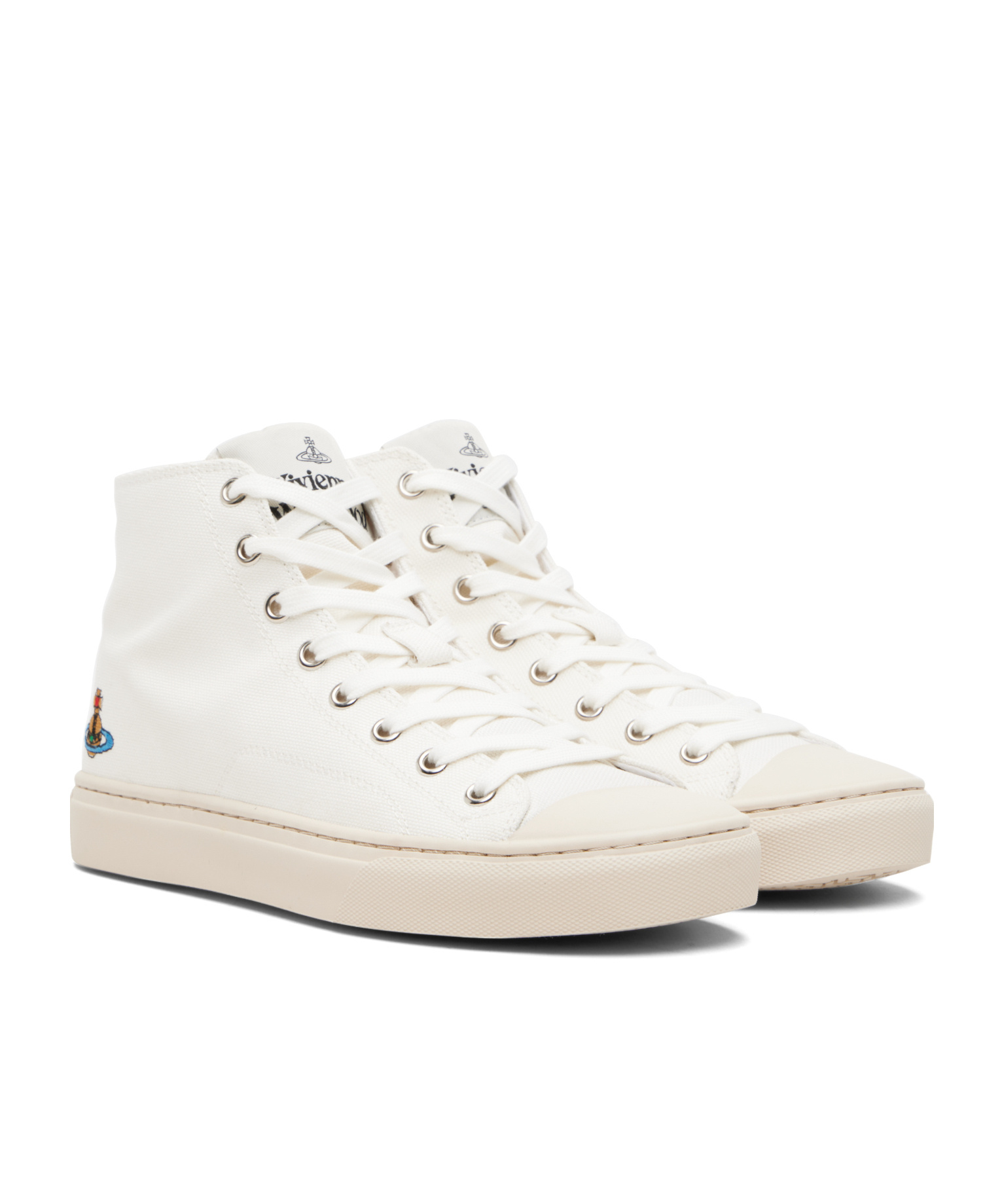 Vivienne Westwood White High Top Plimsoll Sneakers In White