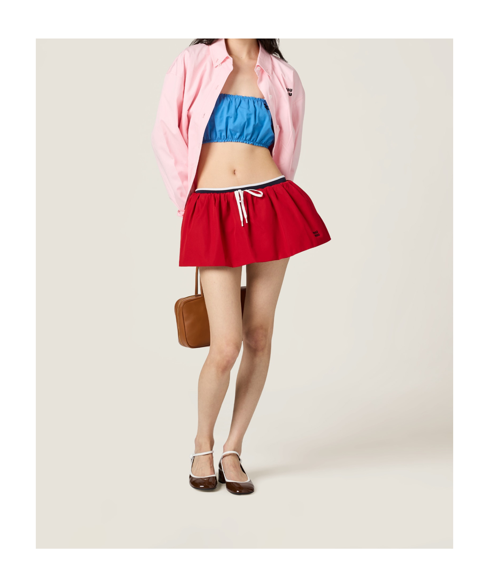 Miu Miu Cotton Poplin Bandeau Top In Blue
