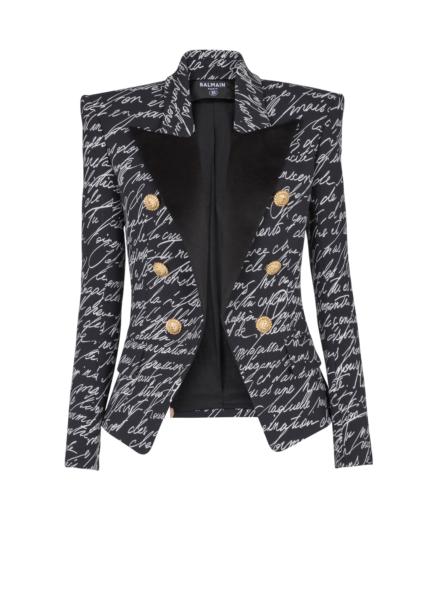 Balmain Love Letter Tuxedo Blazer In Black