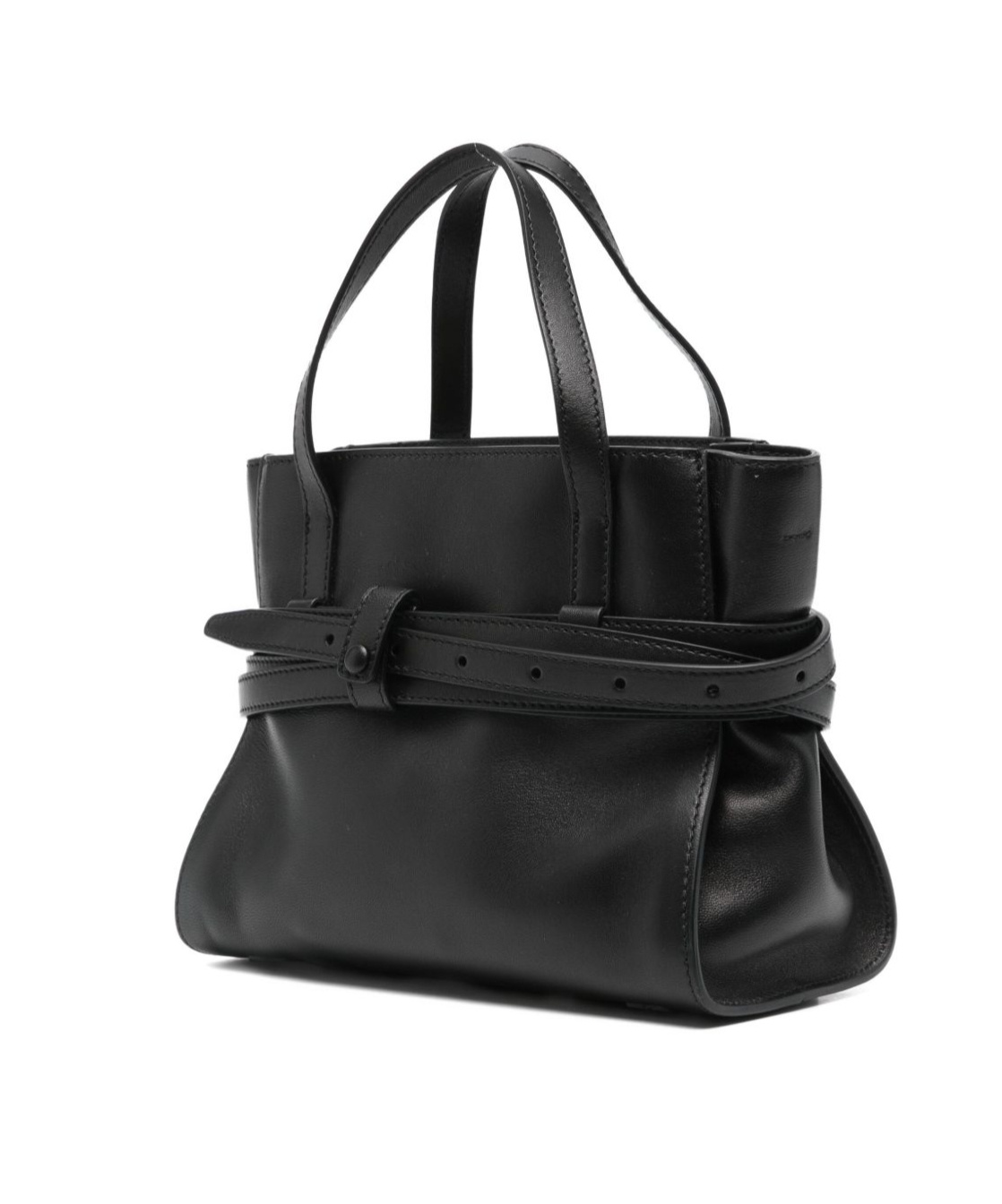 Moschino Logo Embossed Tie Me Handbag In Black