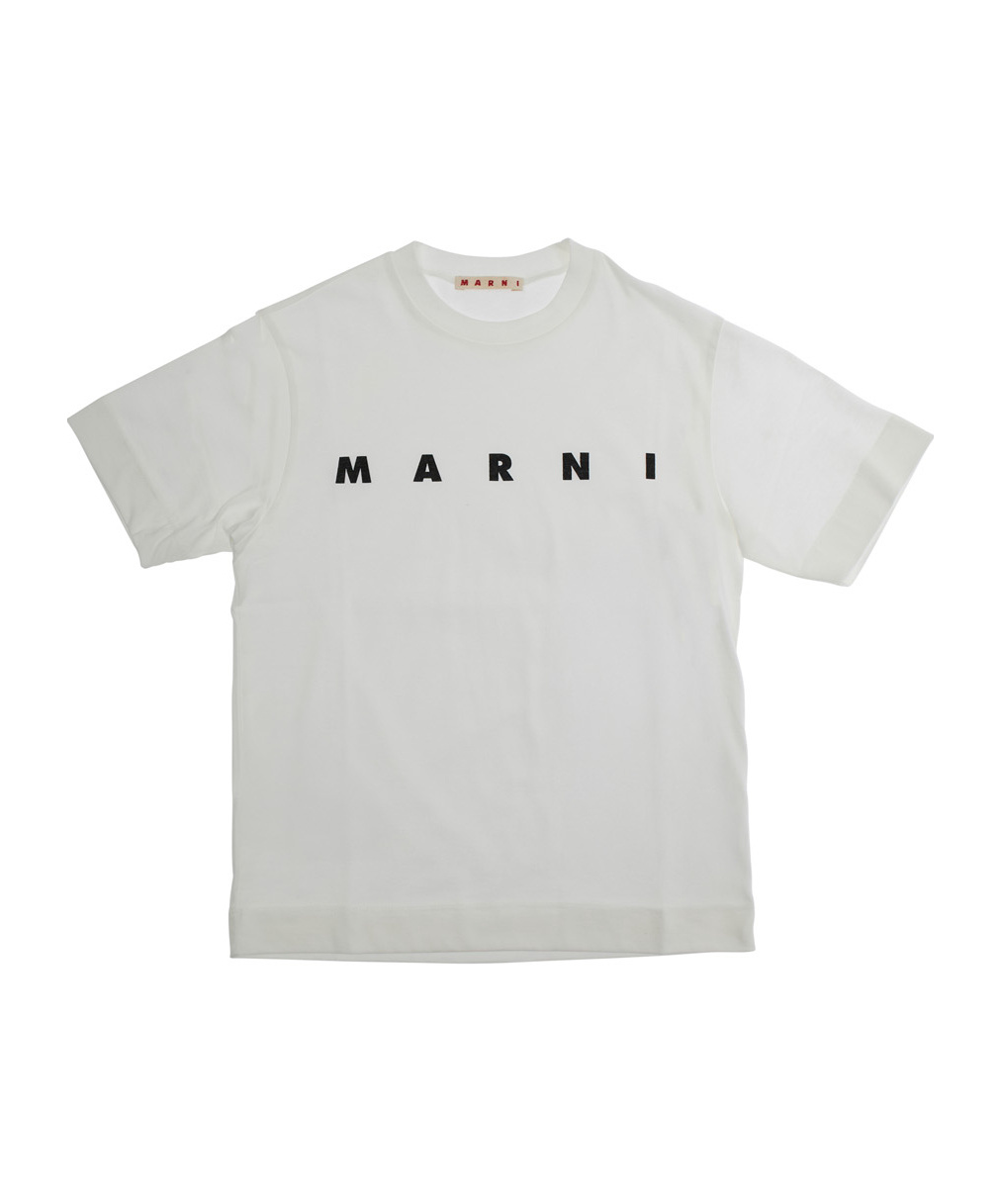 Marni Kids Logo-printed Crewneck T-shirt In White