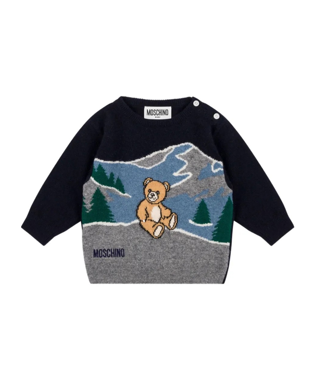 Moschino Teddy Bear Embroidered Sweater In Black